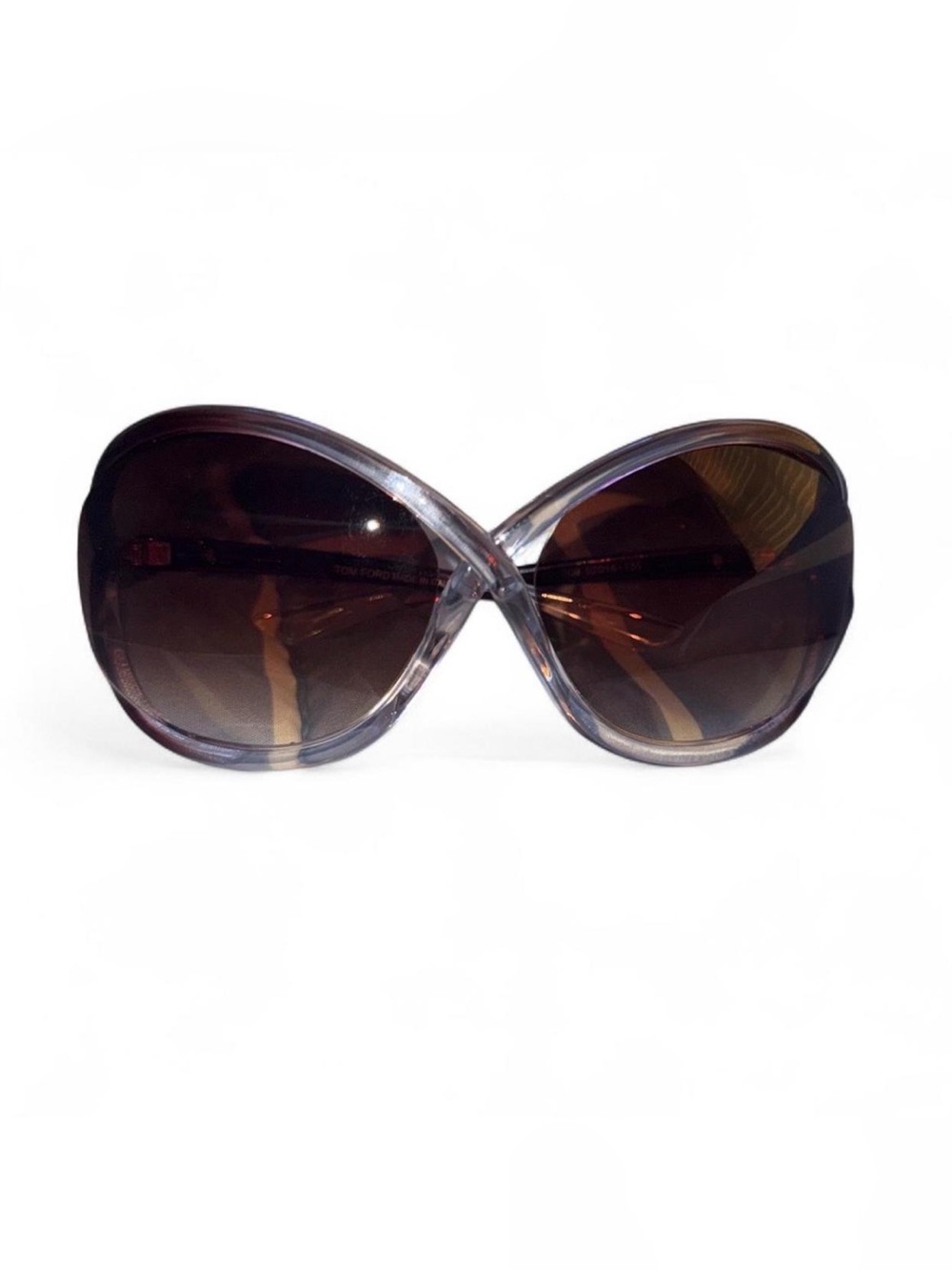 Tom Ford Oversized Sunglasses in Brown Gradient with Clear Frame